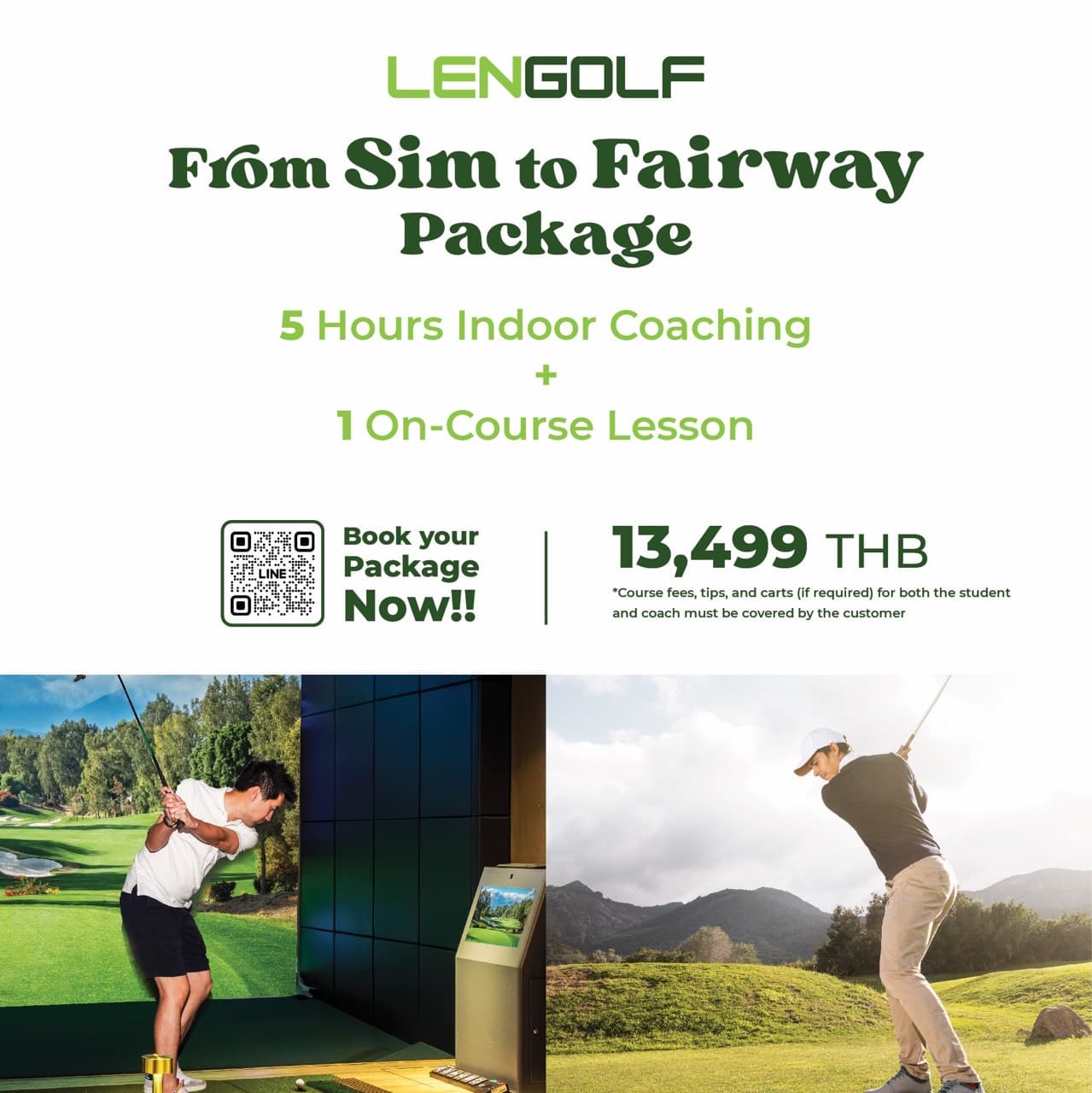 Golf lesson promotion with PGA-certified coach on simulator bay